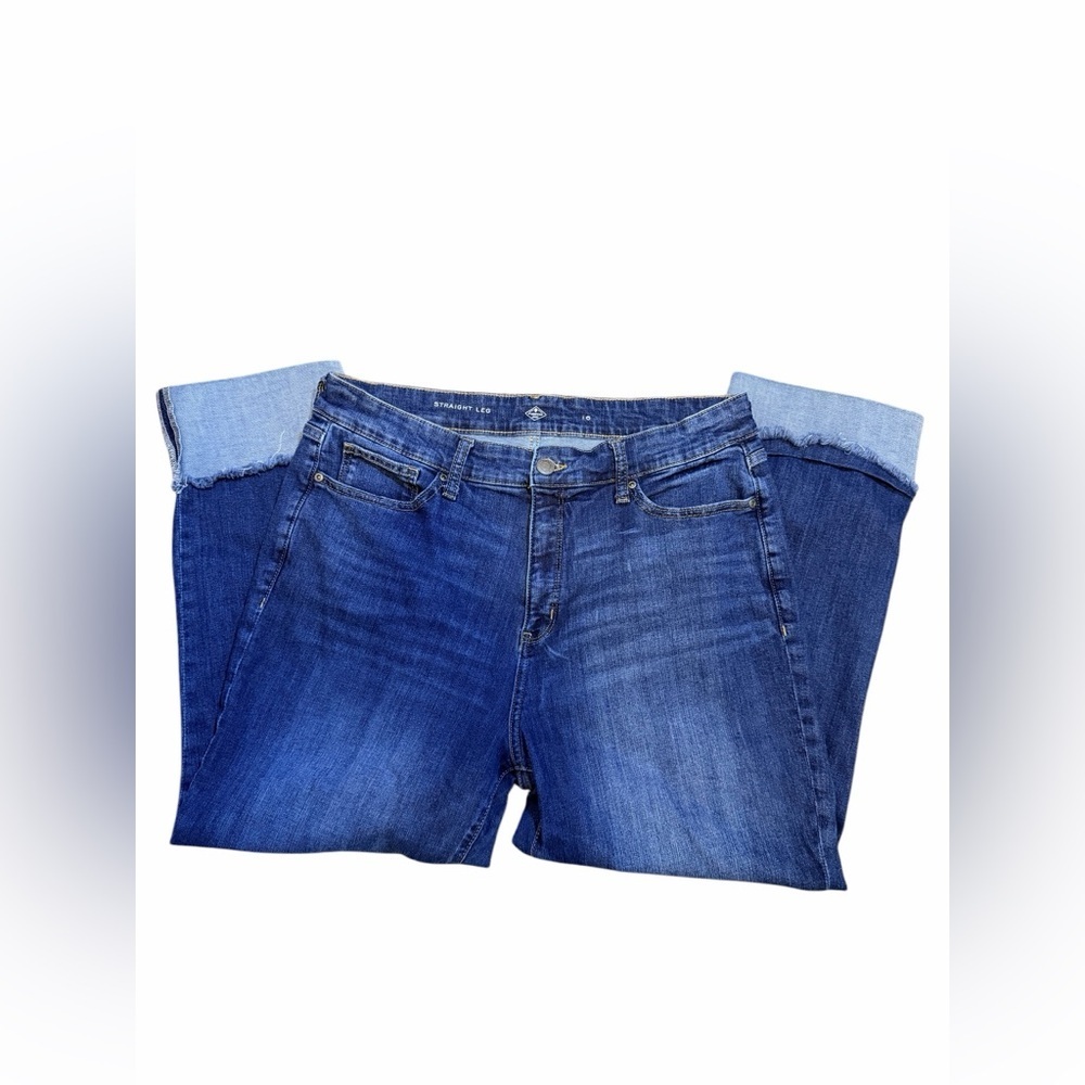 St. John’s Bay Women’s Straight Leg Long Capri Jeans in Denim Blue Size 16